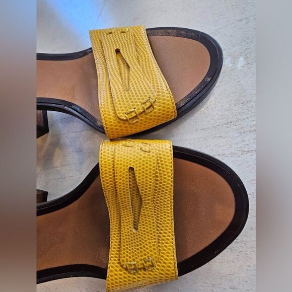 Fendi Leather Sandal Yellow Block Heel Women’s size EU 36 US 6 Made in Italy - Picture 9 of 12